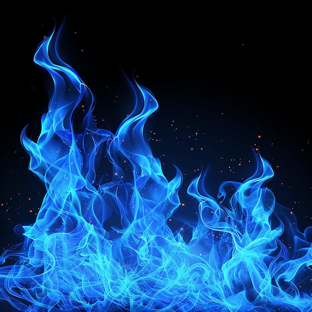 a blue and green fire that says  fire  on the bottom