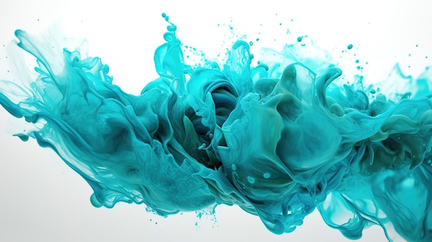 A blue and green liquid is in the water.