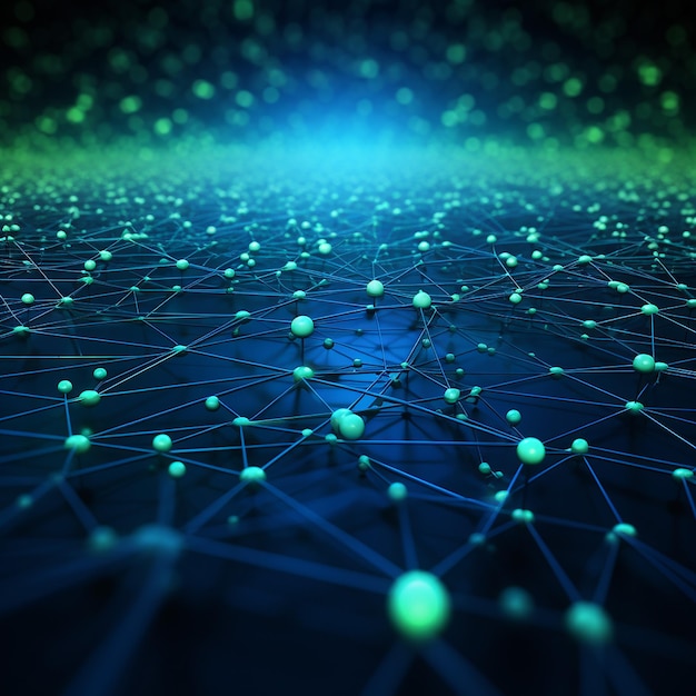파란색과 초록색 네트워크 라인은 미래를 형성합니다.