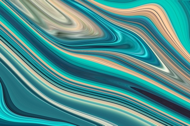 A blue and green painting of a wavy design