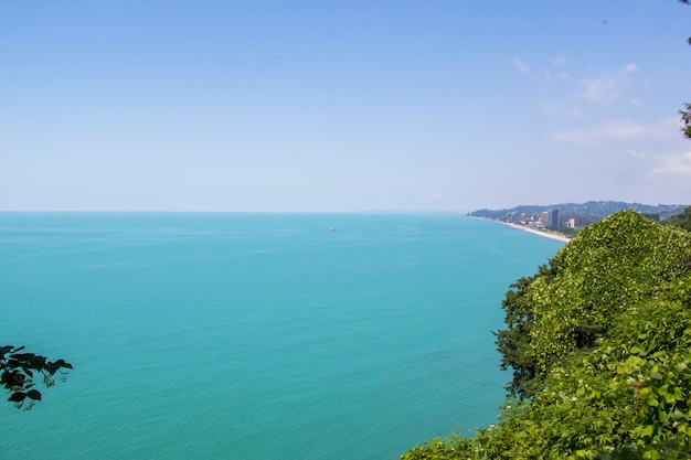 Blue and green sea view and landscape in Black sea