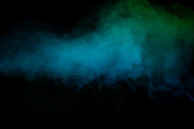 Blue and green steam on a black background