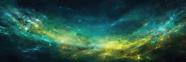 Blue Green Yellow Space Panoramic Background Generative AI