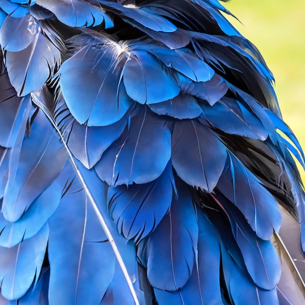 Blue grey and white feathers on the wing of a wild duck as a background Closeup colorful feathers