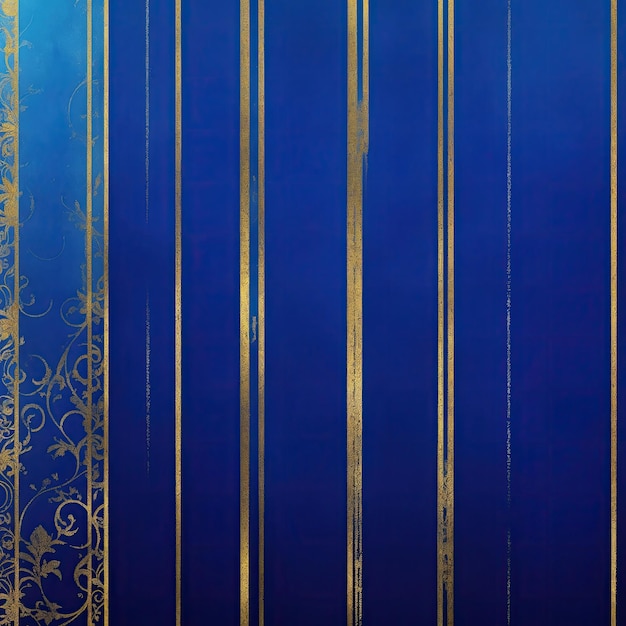 Photo blue grunge texture decorated with shiny golden lines luxury background
