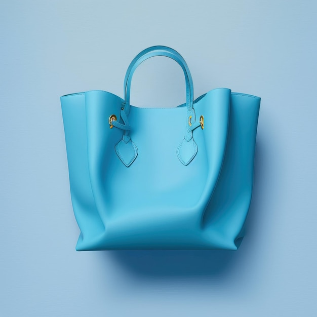 Blue handbag on a blue flat Background, simple clean and minimalist