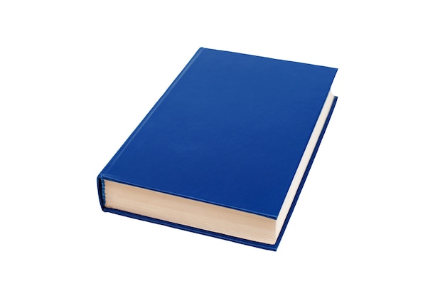 Photo blue hardcover book isolated on white background