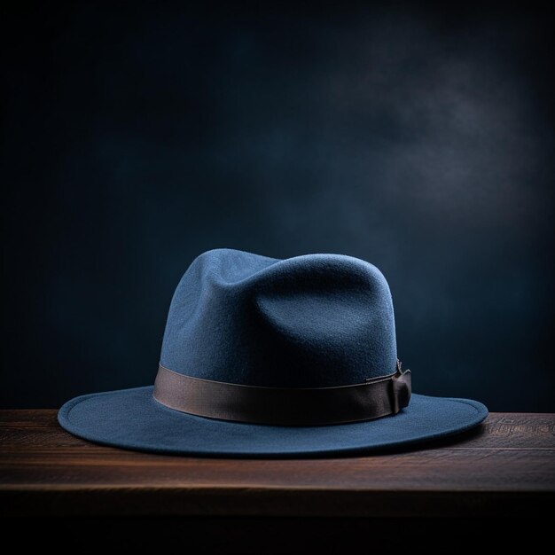 Photo a blue hat is on a blue cloth in front of a dark background