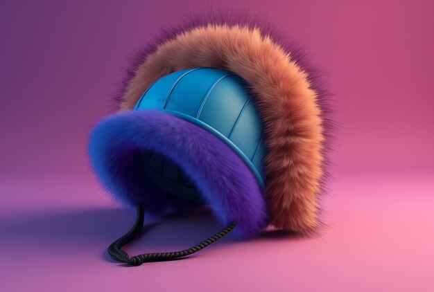 A blue hat with a fur collar and a fur hat with a fur collar.