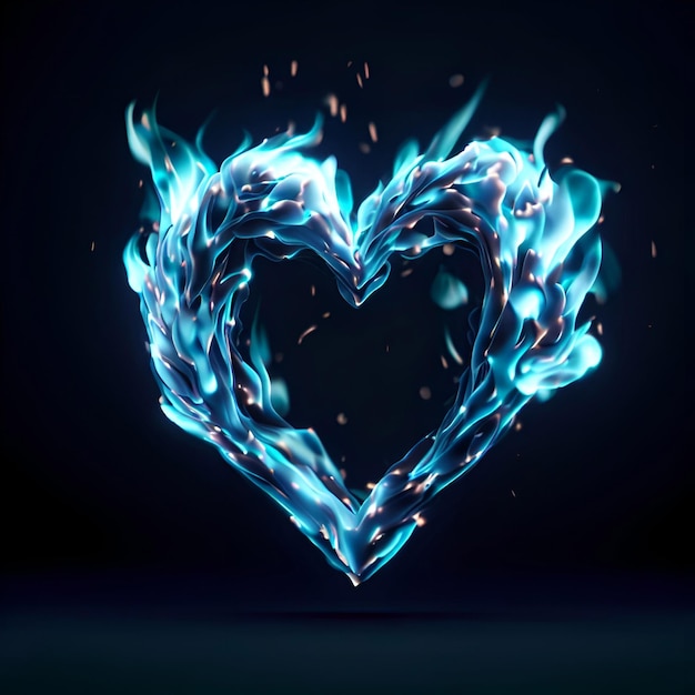 A blue heart is made up of fire generative ai Premium AIgenerated image