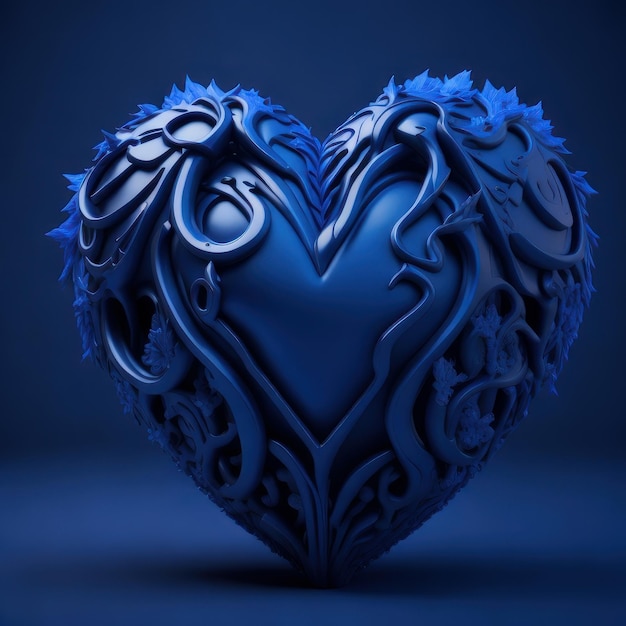 A blue heart with a dragon on it