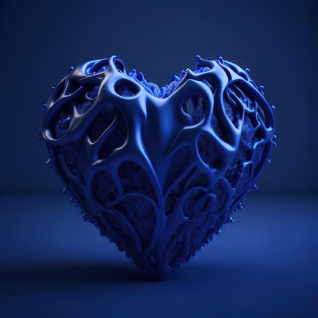 A blue heart with a lot of swirls on it