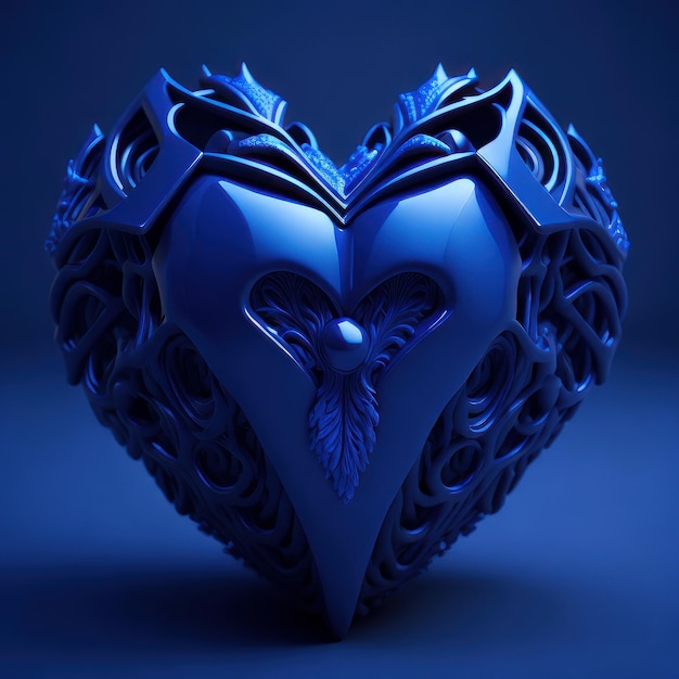 A blue heart with a white heart on it