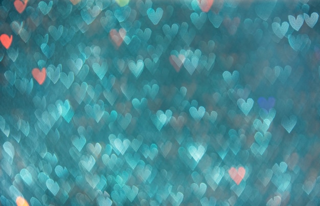 Blue hearts bokeh.