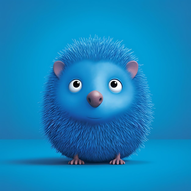 A blue hedgehog with a blue face sits on a blue background