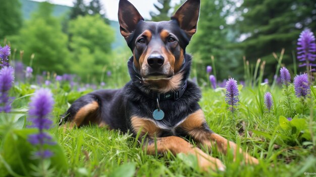 Foto papera da parati uhd per cani da bestiame blu