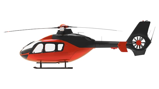 Blue helicopter isolated on the white background. 3d illustration.