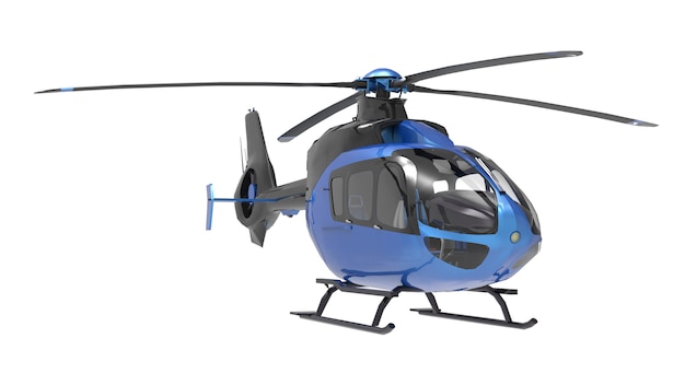 Blue helicopter isolated on the white  