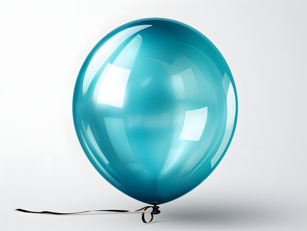 Blue Helium Balloon Floating on White Background