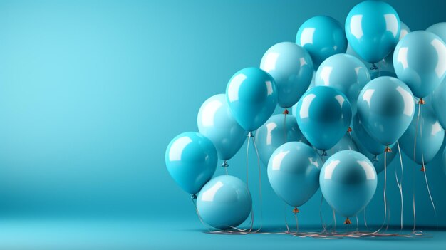 Blue helium party balloons generative ai