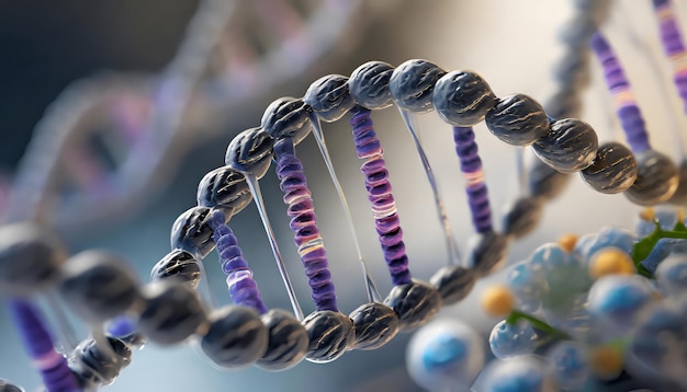 Photo blue helix human dna structure