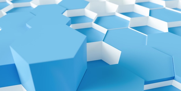 blue Hexagon Background - 3D rendering - Illustration