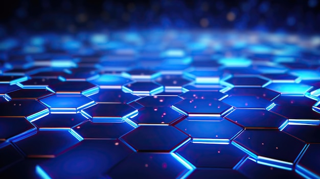 blue hexagon neon lights background