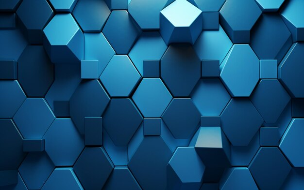 Blue hexagon pattern3d rendering