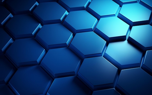 Blue hexagon pattern3d rendering