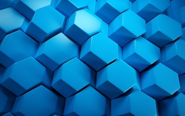 Blue hexagon pattern3d rendering