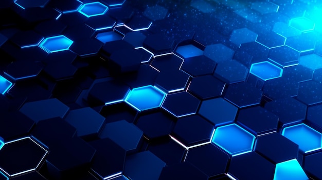 Blue hexagon technology abstract background Generative AI illustrator