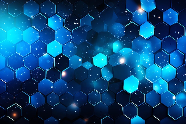 Blue hexagons on a dark background