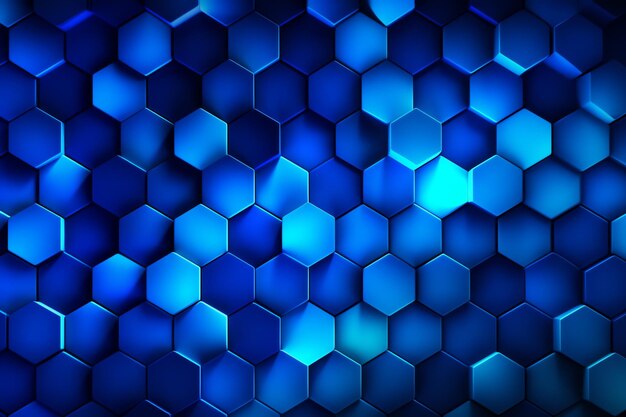 Photo a blue hexagons on a surface