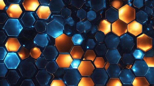 Photo a blue hexagons with lights