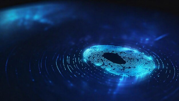 Blue hologram of human finger print