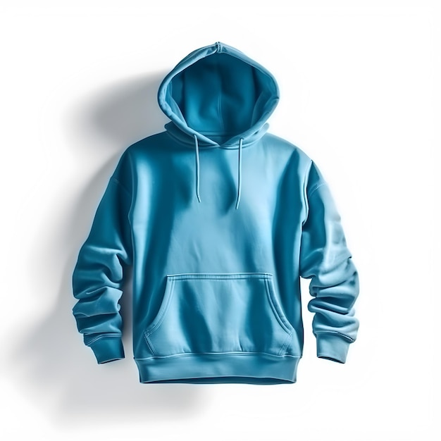 Blue hoodie mockup on white background generative ai