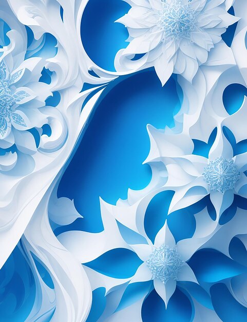 Blue horizon infusion a dynamic 3d interplay of white and tranquil blue in a captivating background