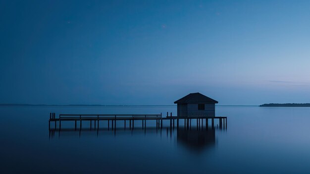 Blue hour before the sunrise along the pier