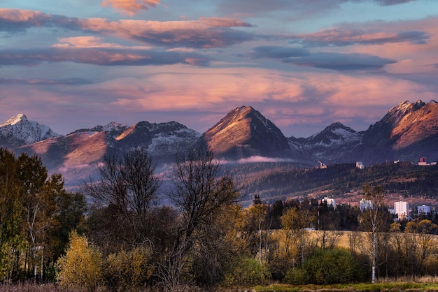 Blue Hour Sunset at High Tatra Mountains in Slovakia Mountains Ridge Autumn Landscapegreat Outdoors