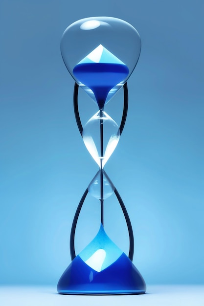 a blue hourglass with a blue hourglass on it.