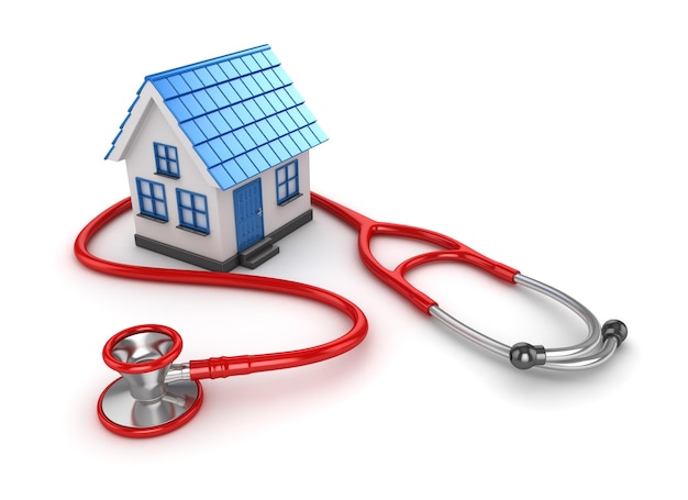 Blue House and Red Stethoscope