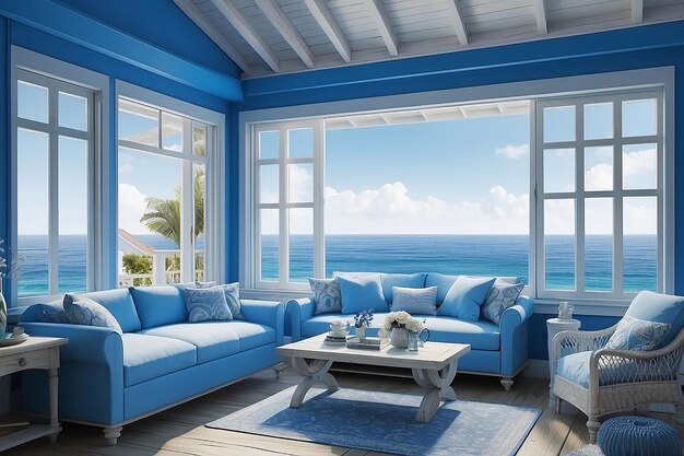 Blue house sea rest beauty