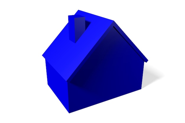 Blue house shape on white background real estate concept 3D illustration