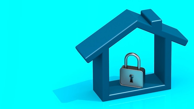 Blue housing with padlock on blue background