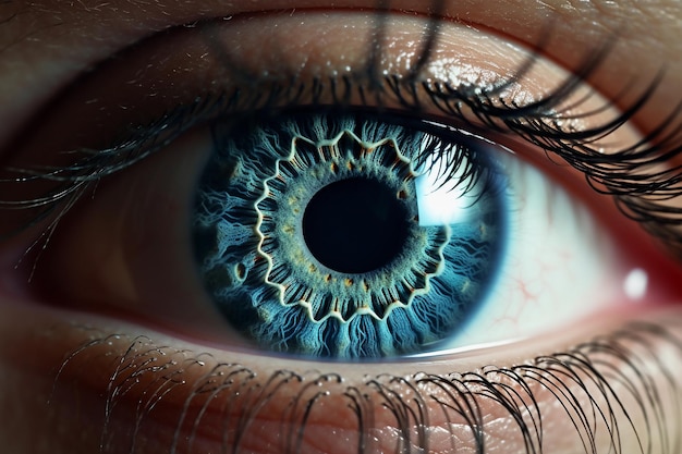 Blue human eye closeup