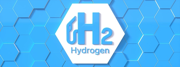 青い水素充填 H2 ガソリンポンプステーションのアイコン