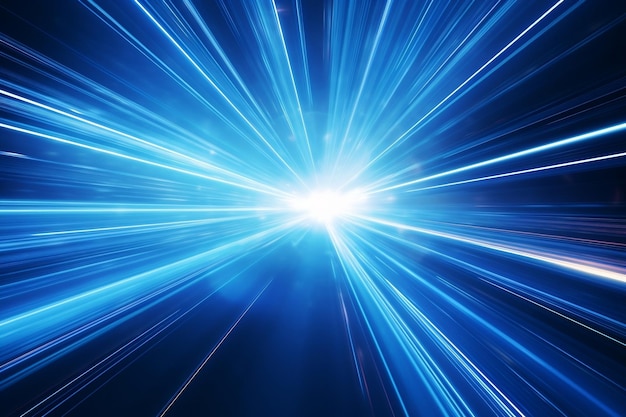 Blue Hyperspace Warp Background at Light Speed Generative AI