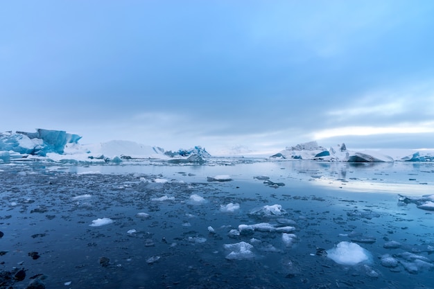 Blue Icebergs in Glacier Lagoon, Jokulsarlon, Iceland