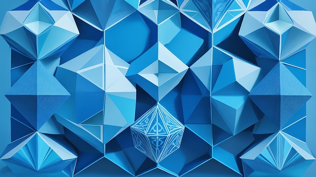 Blue illustration with elegant geometric hexagonal forms