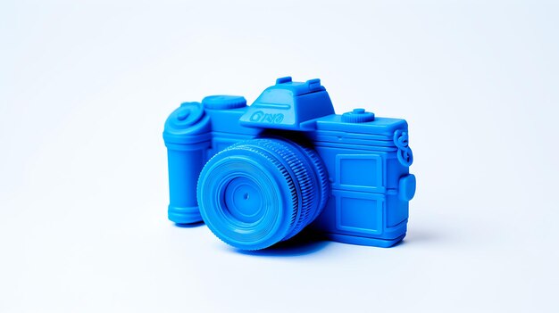 Photo blue industrial plasticine prototype sitting on white table 3d printer